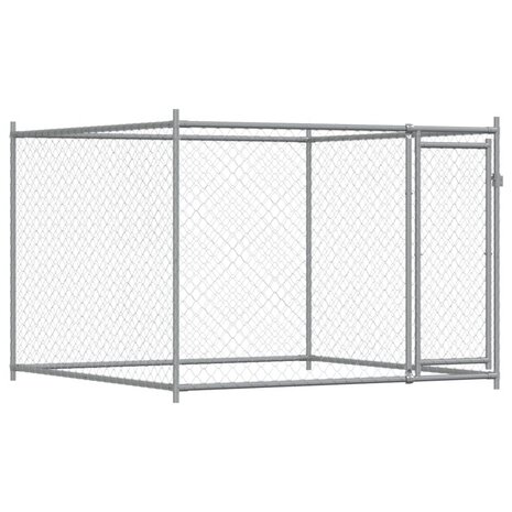 Hondenhok met deuren 10x2x1,5 m gegalvaniseerd staal grijs 7