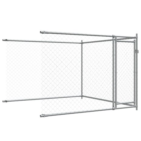 Hondenhok met deuren 10x2x1,5 m gegalvaniseerd staal grijs 8