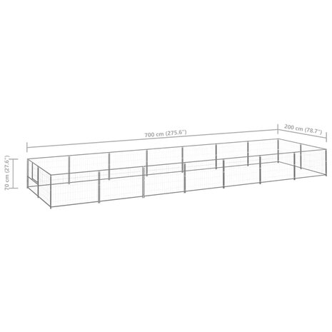 Hondenkennel 14 m² staal zilverkleurig 6
