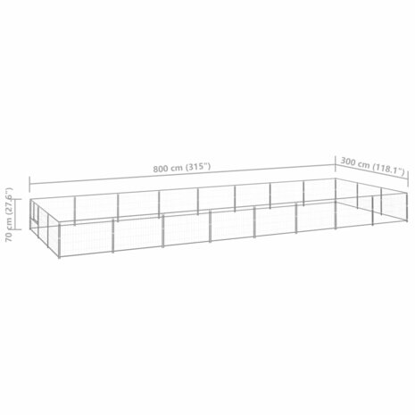 Hondenkennel 24 m² staal zilverkleurig 6