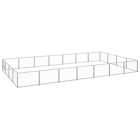 Hondenkennel 28 m² staal zilverkleurig 1