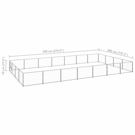 Hondenkennel 28 m² staal zilverkleurig 6