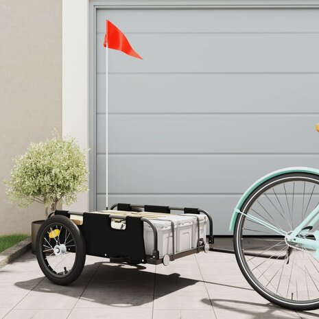 Fietstrailer oxford stof en ijzer zwart 1