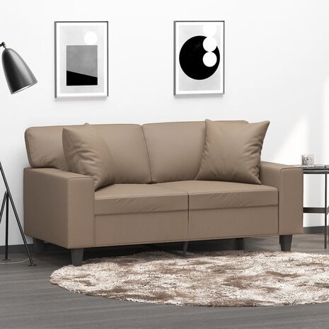 Sierkussens 2 st 40x40 cm kunstleer cappuccino 1
