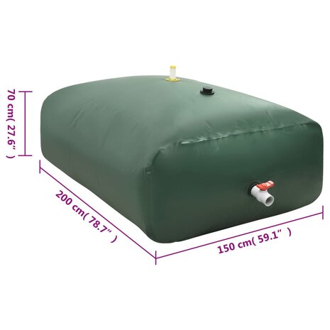 Watertank met kraan opvouwbaar 2100 L PVC 8