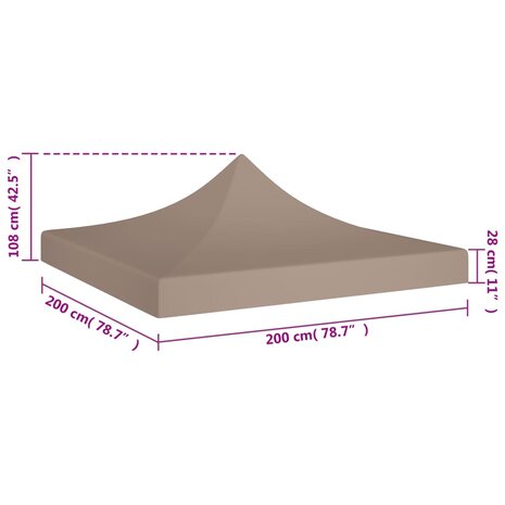 Partytentdak 270 g/m² 2x2 m taupe  5