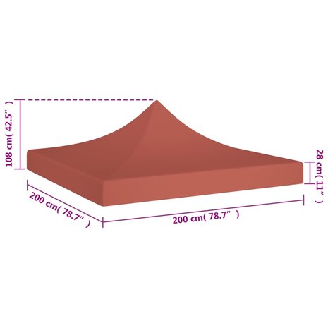 Partytentdak 270 g/m² 2x2 m terracotta  5