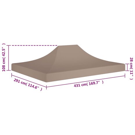 Partytentdak 270 g/m² 4,5x3 m taupe 6