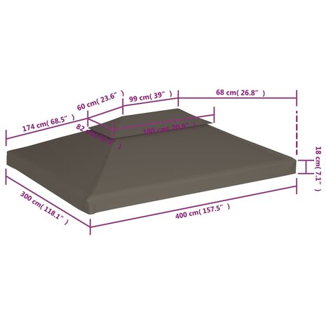 Prieeldak 2-laags 4x3m 310 g/m² taupe 6