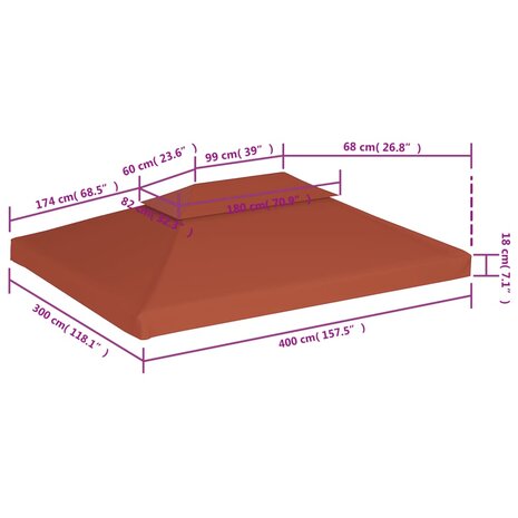 Prieeldak 2-laags 310 g/m² 4x3 m terracottakleurig 6