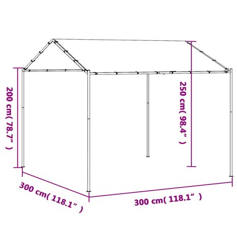 Tuinpaviljoen 3x3 m staal en stof beige 9