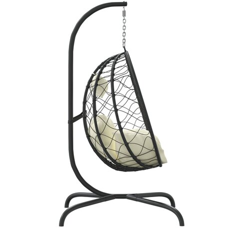 Hangstoel met kussen poly rattan en staal crèmewit 4
