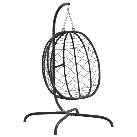 Hangstoel met kussen poly rattan en staal crèmewit 6