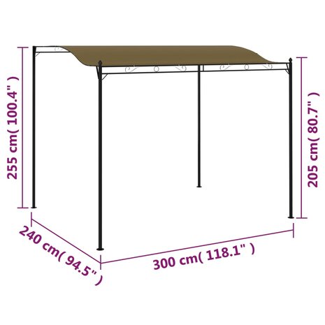 Zonneluifel 180 g/m² 3x2,4 m taupe 6