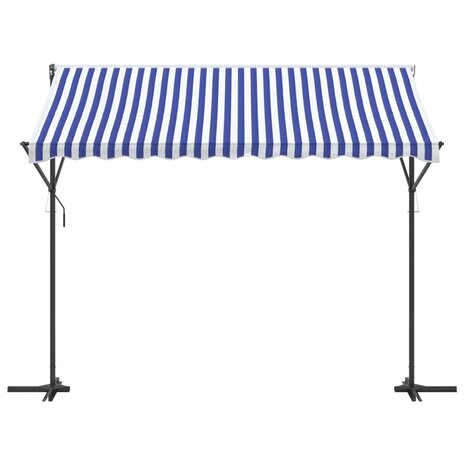 Luifel vrijstaand 300x300 cm stof en staal blauw en wit 3