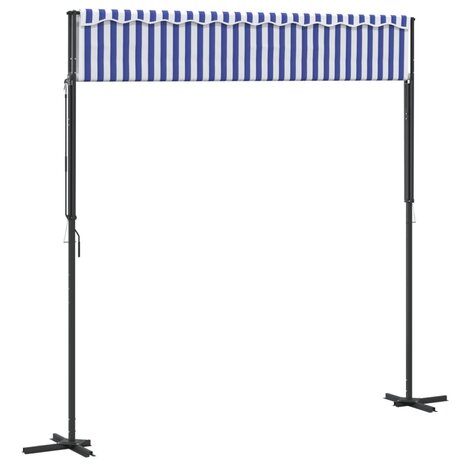 Luifel vrijstaand 300x300 cm stof en staal blauw en wit 6
