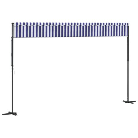 Luifel vrijstaand 500x300 cm stof en staal blauw en wit 6