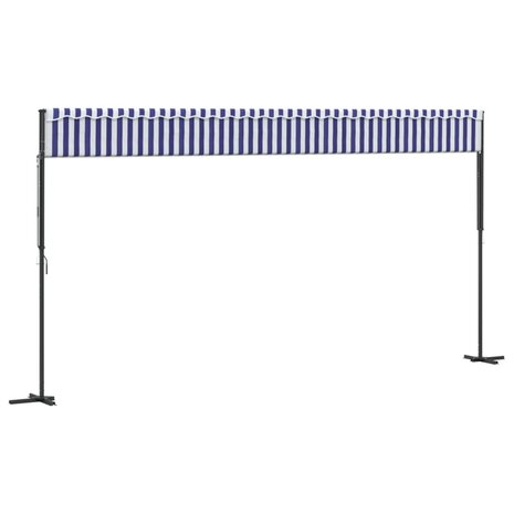 Luifel vrijstaand 600x300 cm stof en staal blauw en wit 6