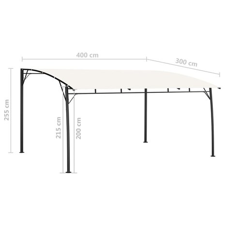 Zonneluifel 4x3x2,55 m crèmekleurig 6