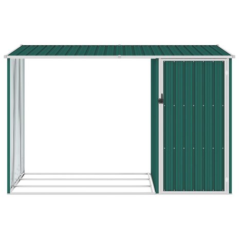 Brandhoutschuur 245x98x159 cm gegalvaniseerd staal groen 2