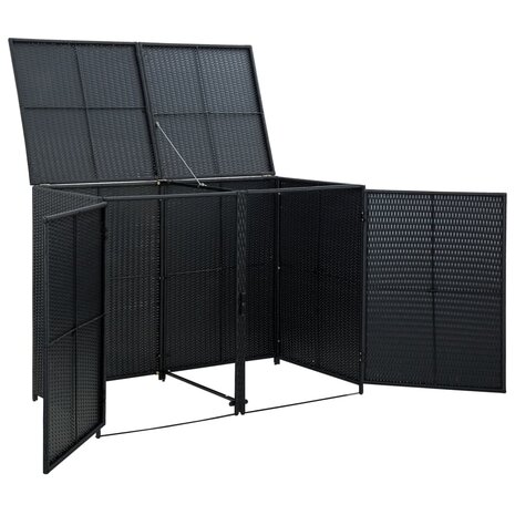 Containerberging dubbel 148x80x111 cm poly rattan zwart  5