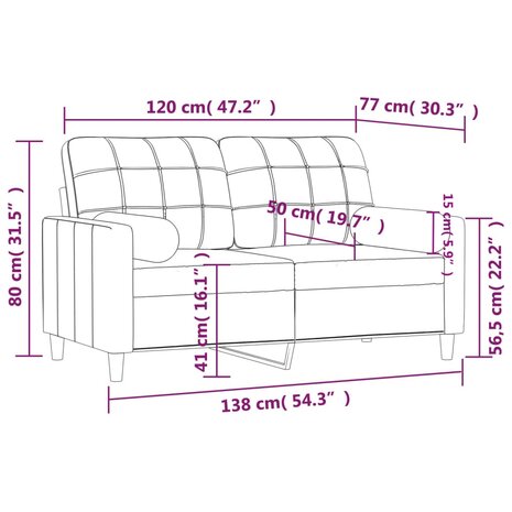 Tweezitsbank met sierkussens 120 cm stof taupe 8