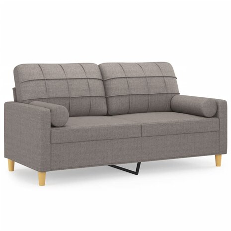 Tweezitsbank met sierkussens 140 cm stof taupe 2