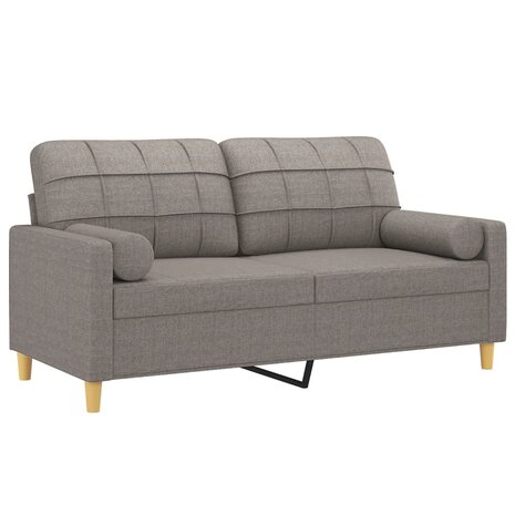 Tweezitsbank met sierkussens 140 cm stof taupe 3