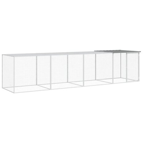 Kippenhok met dak 403x98x90 cm gegalvaniseerd staal lichtgrijs 2