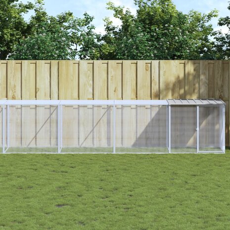 Kippenhok met dak 803x98x90 cm gegalvaniseerd staal lichtgrijs 1