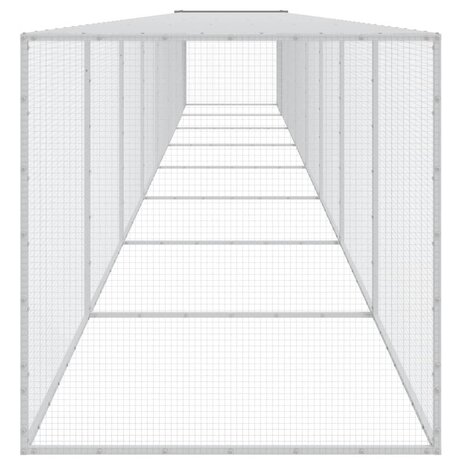 Kippenhok met dak 803x98x90 cm gegalvaniseerd staal lichtgrijs 4