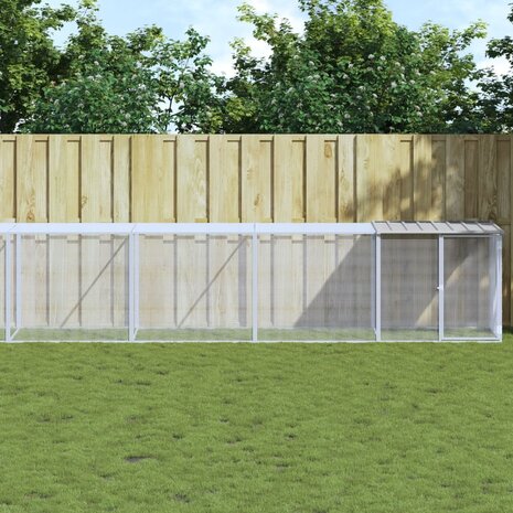 Kippenhok met dak 1003x98x90 cm gegalvaniseerd staal lichtgrijs 1