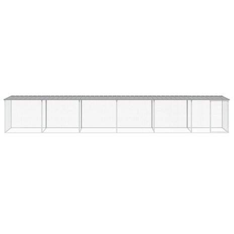 Kippenhok met dak 603x98x90 cm gegalvaniseerd staal lichtgrijs 3