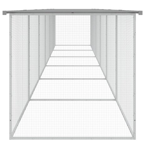 Kippenhok met dak 603x98x90 cm gegalvaniseerd staal lichtgrijs 4