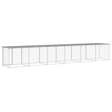 Kippenhok met dak 603x98x90 cm gegalvaniseerd staal lichtgrijs 5