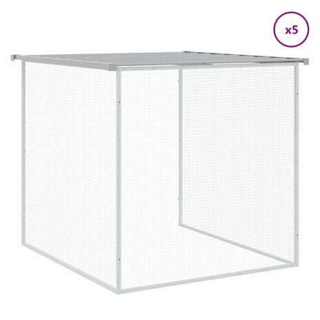 Kippenhok met dak 603x98x90 cm gegalvaniseerd staal lichtgrijs 7