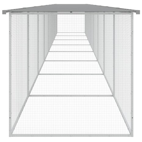 Kippenhok met dak 803x98x90 cm gegalvaniseerd staal lichtgrijs 4