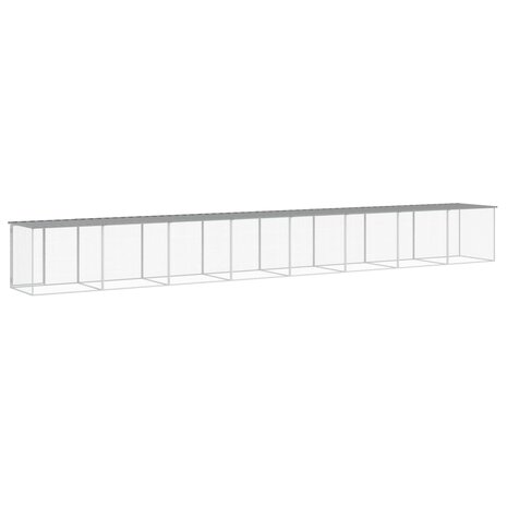 Kippenhok met dak 803x98x90 cm gegalvaniseerd staal lichtgrijs 5