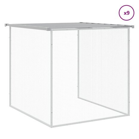 Kippenhok met dak 1003x98x90 cm gegalvaniseerd staal lichtgrijs 7