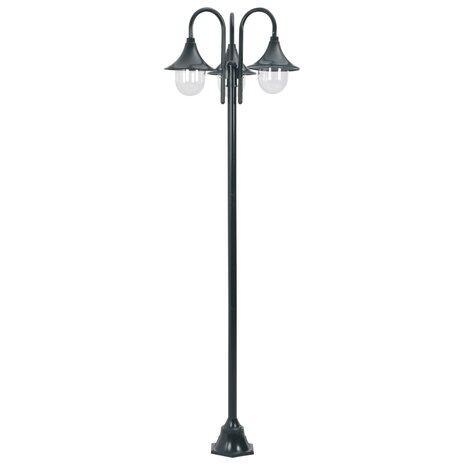 Paalverlichting tuin E27 220 cm aluminium donkergroen 3-delig 2