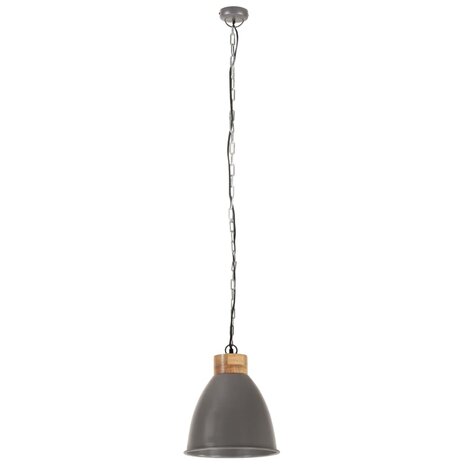 Hanglamp industrieel E27 35 cm ijzer en massief hout grijs 3