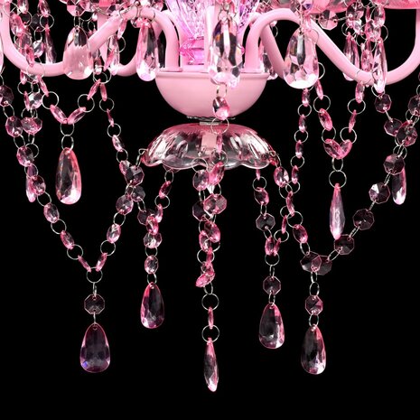 Krystallkrone 5 pærer rosa 5