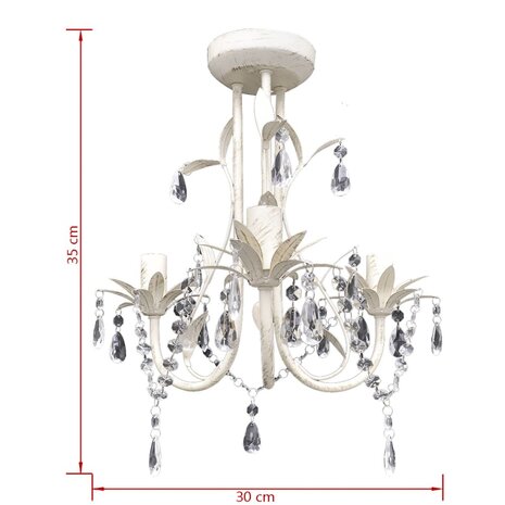 Kristallen kroonluchter met wit elegant design (3 lampen) 5