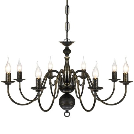 Kroonluchter zwart metaal 8 x E14 lampen 4