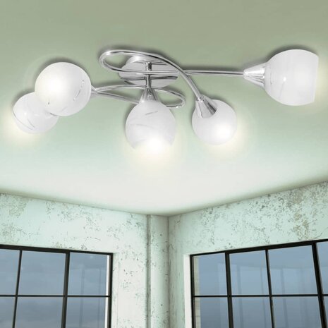 Plafondlamp met glazen behuizing voor lampen 1