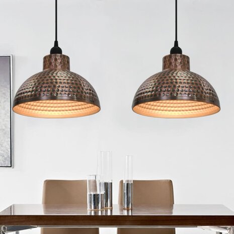 Plafondlampen halve bolvorm koperkleurig 2 st 3