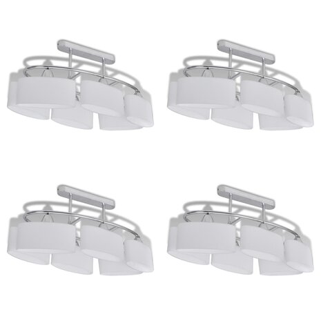 Plafondlamp met ellipsvormige glazen kappen 4 st E14 2