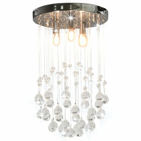 Plafondlamp met kristallen kralen rond 3xG9 zilverkleurig 1