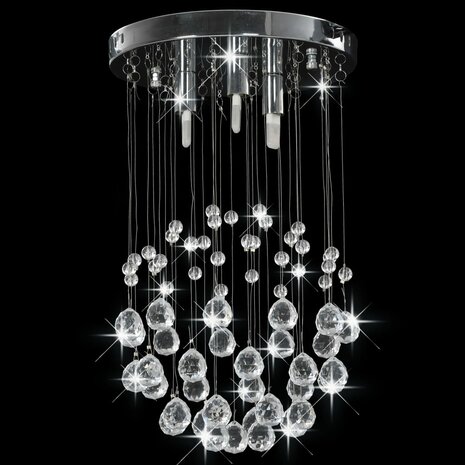 Plafondlamp met kristallen kralen rond 3xG9 zilverkleurig 3