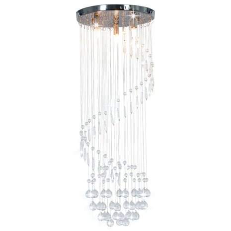 Plafondlamp met kristallen kralen spiraal G9 zilverkleurig 1